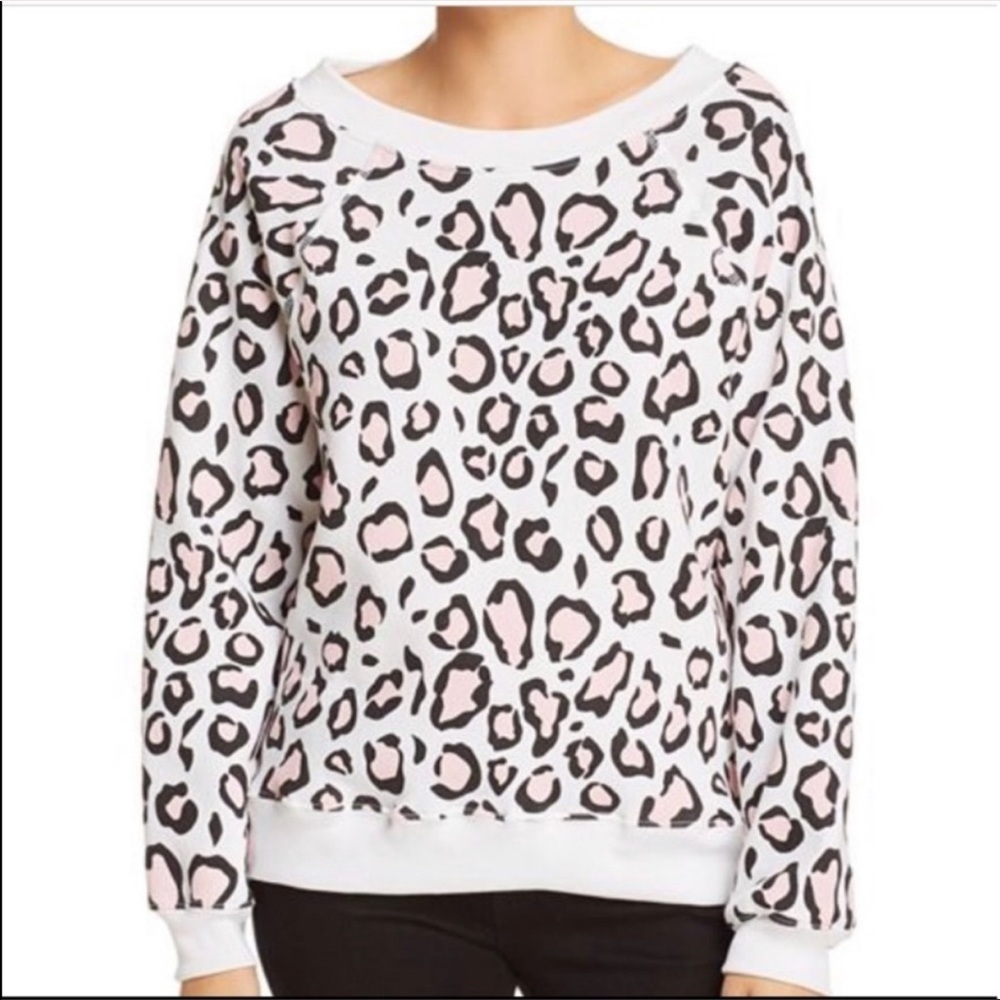 Wildfox Leopard Oversized Jumper Pink Black NWT XS